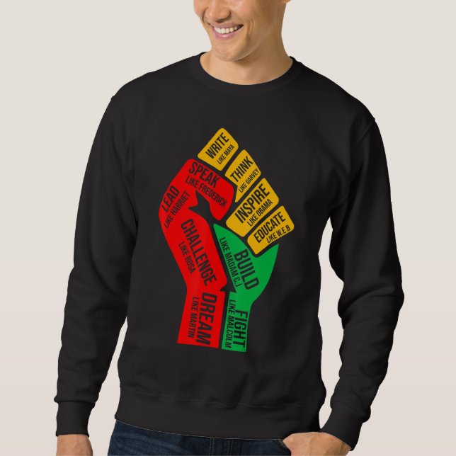 Sudadera Inspirador Black Leaders Power Fist Hand Black His (Anverso)