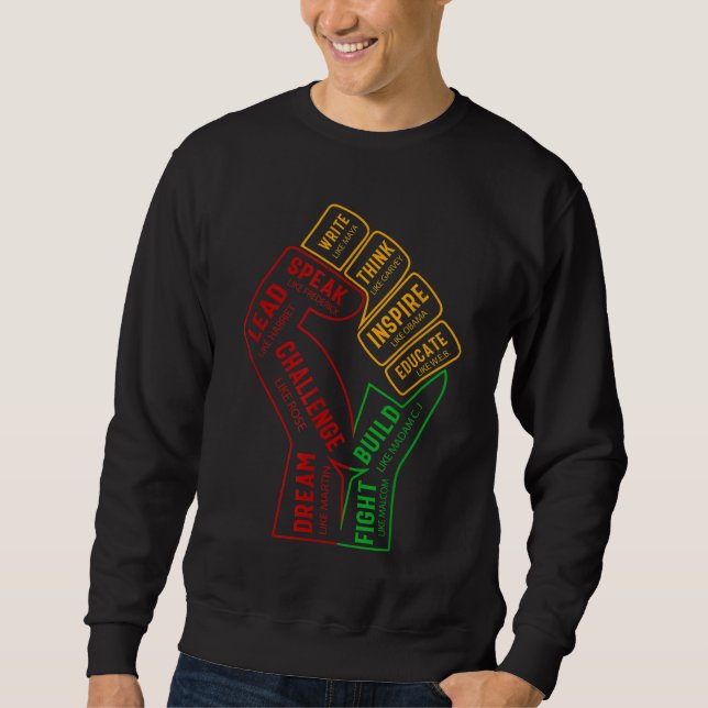 Sudadera Inspirador Black Leaders Power Fist Hand Black His (Anverso)