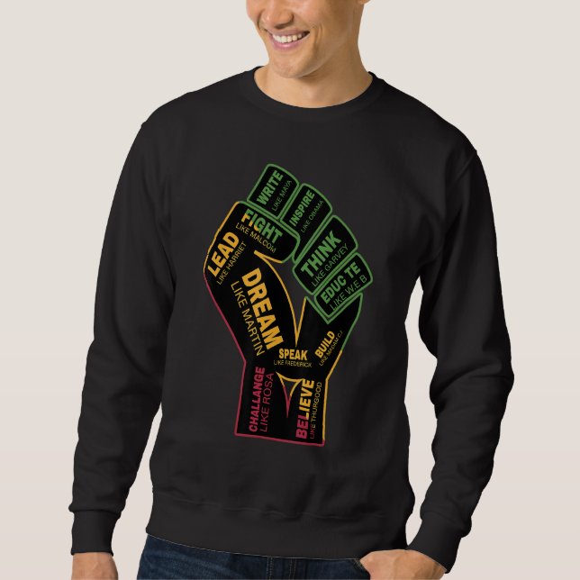 Sudadera Inspirador Black Leaders Power Fist Hand Black His (Anverso)