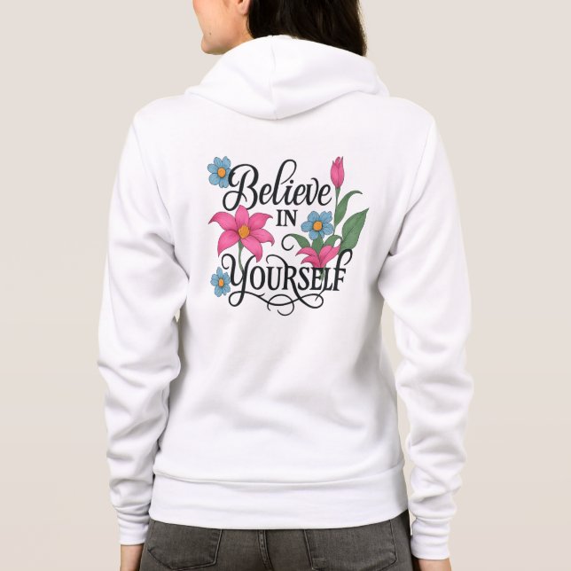 Sudadera Inspirational Floral Quote Zip-Up Hoodie for women (Reverso)