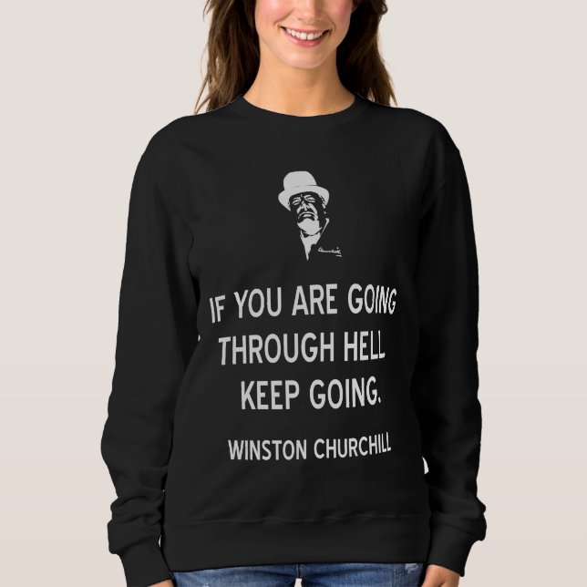 Sudadera Inspiring Winston Churchill Quote on Never Giving  (Anverso)