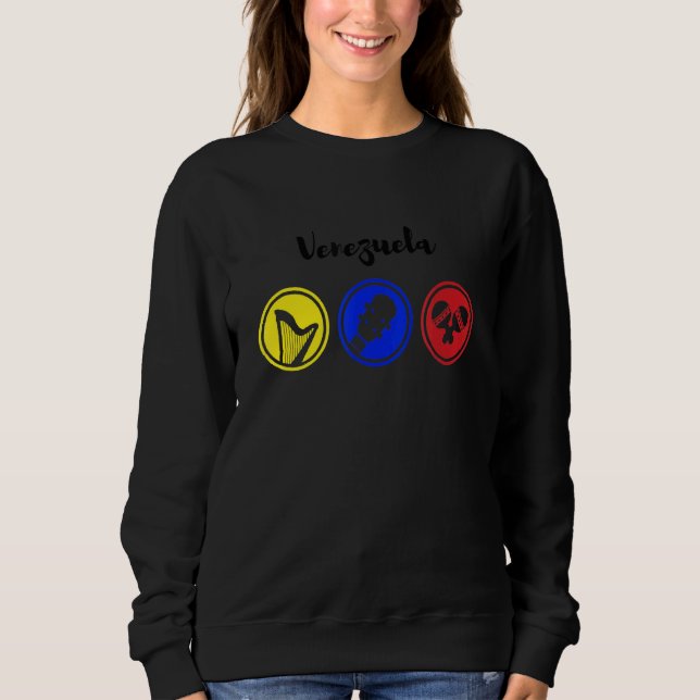 Sudadera Instrumentos musicales venezolanos de Arpa Cuatro  (Anverso)