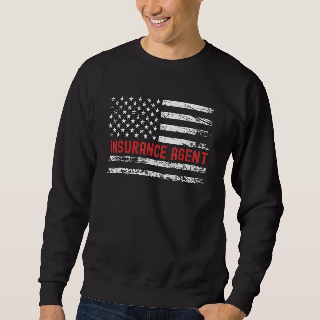 Sudadera Insurance Agent USA Flag Profession Retro Job Titl (Anverso)