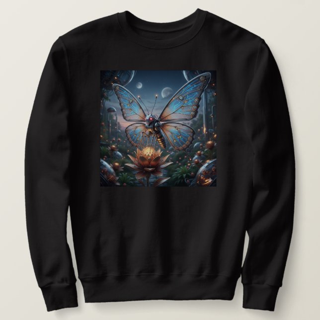 Sudadera Intricate Robot Butterfly on Steampunk Lotus (Anverso del diseño)