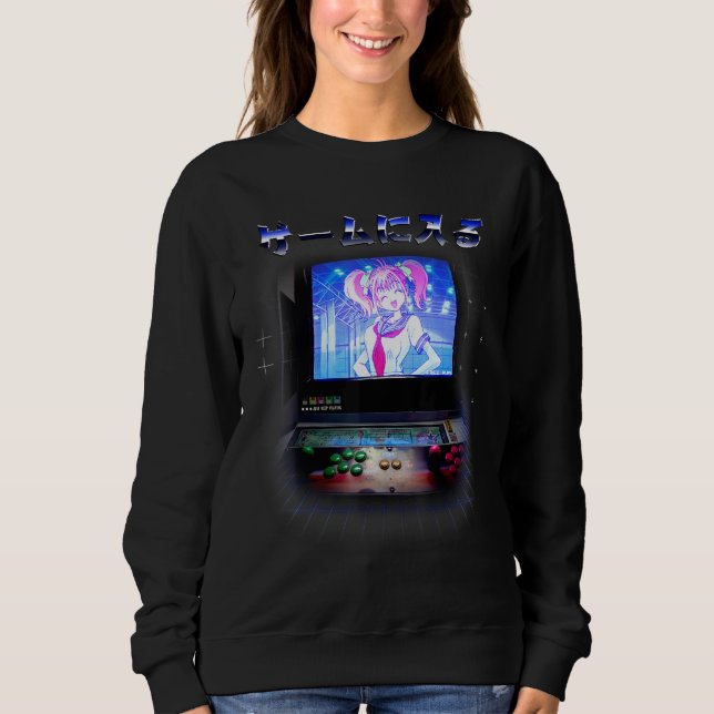 Sudadera Introduzca el juego Retro Cyberpunk Lofi Gamer Arc (Anverso)