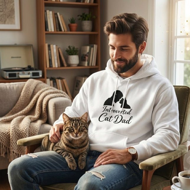 Sudadera Introverted Cat Dad Minimalist Silhouette Pullover (Subido por el creador)