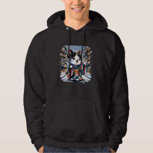 Sudadera Invernal floral Gato gatito de arte japonés enamor