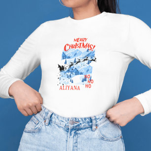 Sudadera Invierno azul festivo Feliz Navidad Santa Sleigh