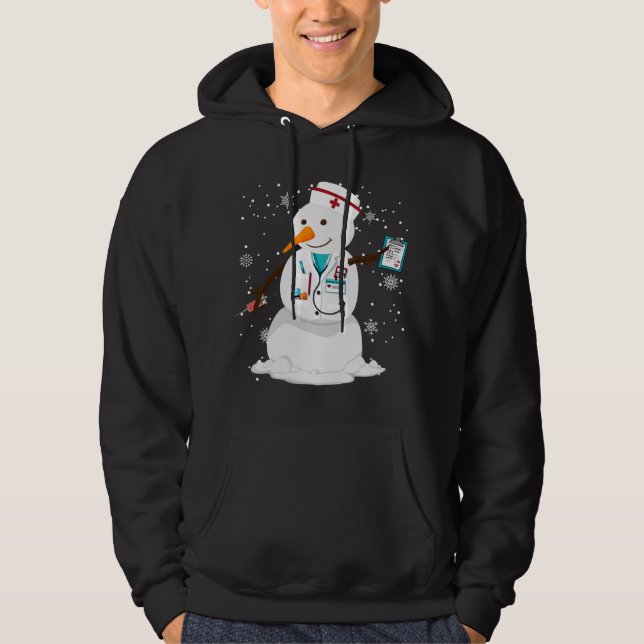 Sudadera invierno familiar santa snowman enfermera árbol de (Anverso)