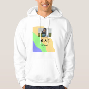 Sudadera invitación simple mínima con monograma de foto y n