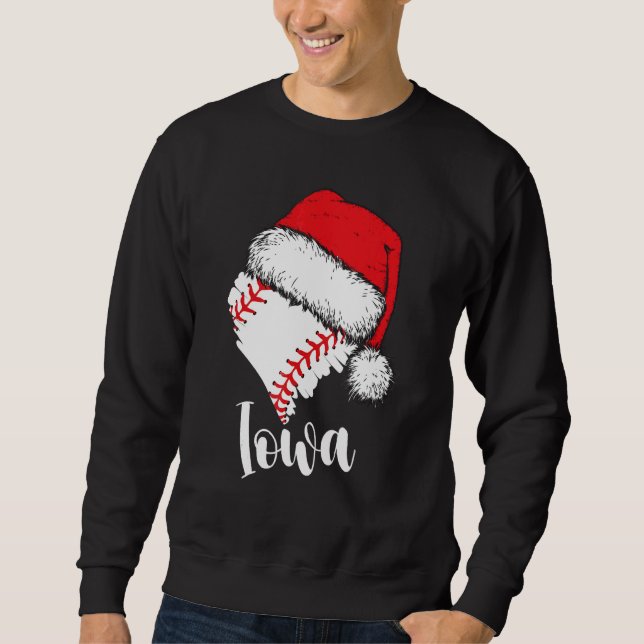 Sudadera Iowa Baseball Heart Santa Hat Merry Xmas (Anverso)