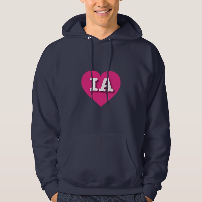 Sudadera Iowa Hot Pink Heart - Amo IA (Anverso)