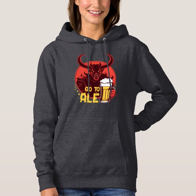 Sudadera Ir a Ale - Satanás bebiendo cerveza (Anverso)