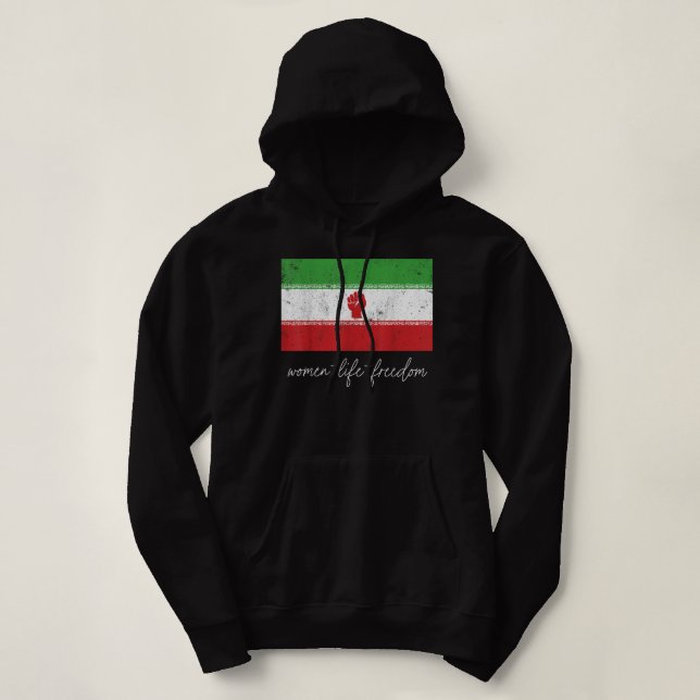 Sudadera Iranian Flag Female with Fist Support Women of Ira (Diseño del anverso)