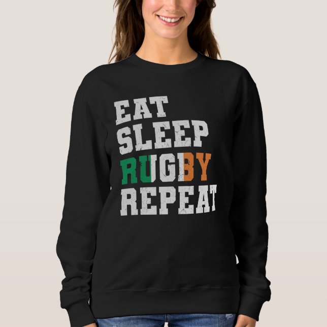 Sudadera Ireland Eat Sleep Rugby Repeat Irish Pride (Anverso)