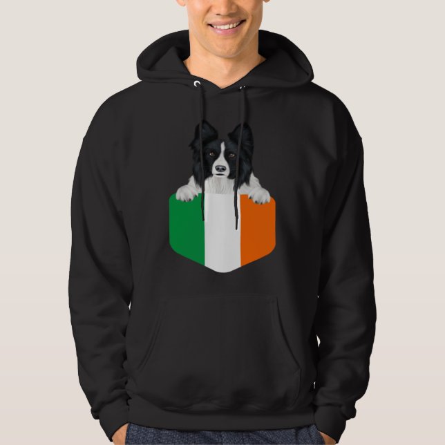 Sudadera Ireland Flag Border Collie Dog In Pocket (Anverso)