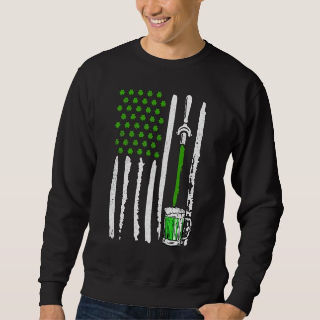 Sudadera Irish American Flag Draft Beer Shamrock St Patrick (Anverso)