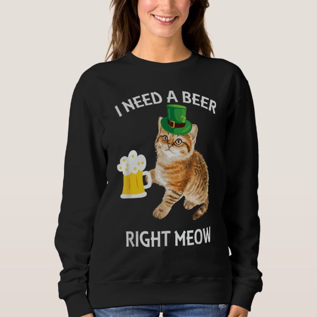 Sudadera Irish Beer Cat TShirt St Patricks Day Drinking (Anverso)