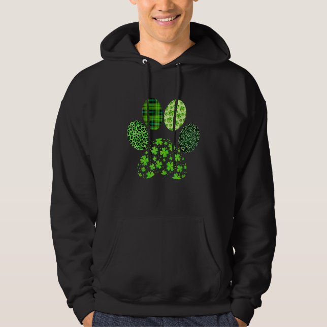Sudadera Irish Cute Dog Paw Clovers St Patrick's Day Lucky  (Anverso)