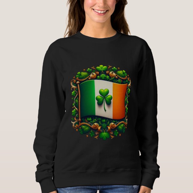 Sudadera Irish Flag & Lucky Shamrock - St. Patrick's Day  (Anverso)