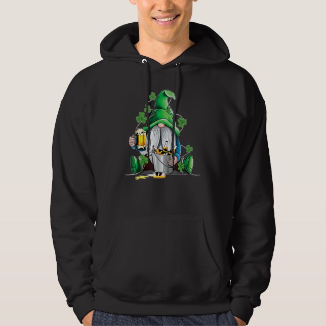Sudadera Irish Gnome Drink Beer Lucky Shamrock Gnome St Pat (Anverso)