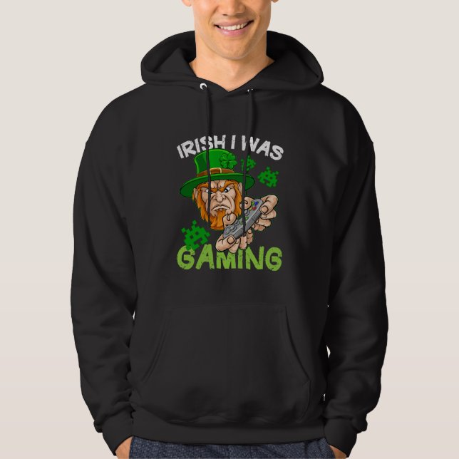 Sudadera Irish I Was Gaming St Patricks Day Gamer Boys Men (Anverso)