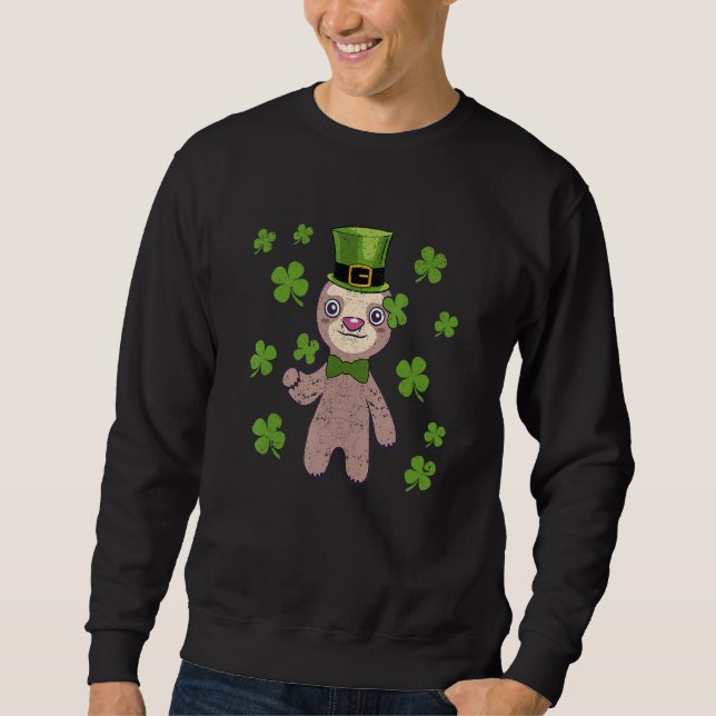 Sudadera Irish Leprechaun Sloth Shamrock St Patricks Day An (Anverso)