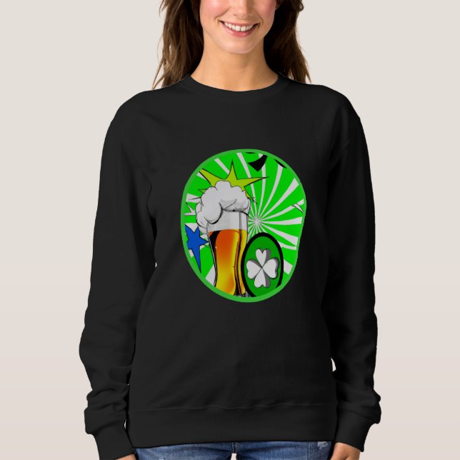 Sudadera Irish lucky shamrock with beer mug St Patricks Day (Anverso)