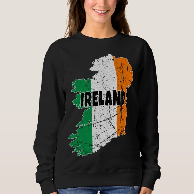 Sudadera Irish Map Flag Souvenir Distressed Ireland Men Wom (Anverso)