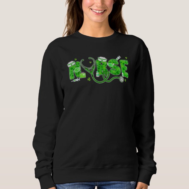 Sudadera Irish Nurse St Patricks Day Shamrock Stethocsope W (Anverso)