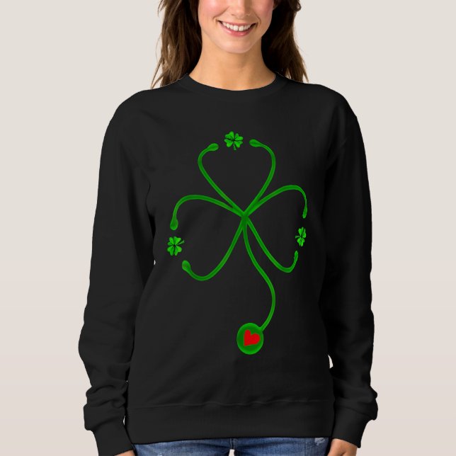 Sudadera Irish Nurse St Patricks Day Shirt Stethoscope Hear (Anverso)