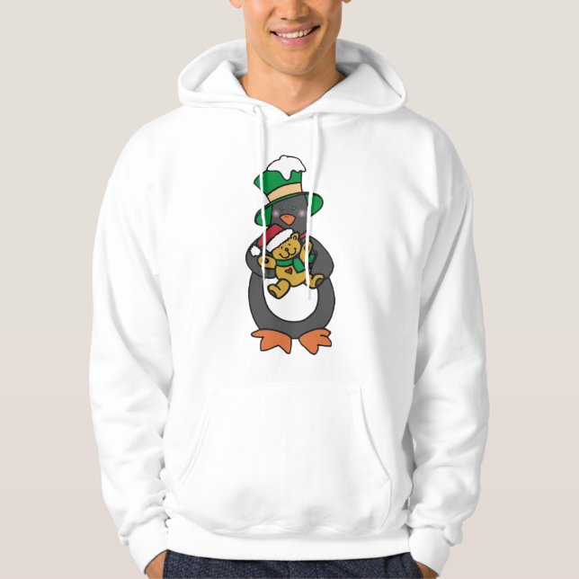 Sudadera Irish Penguin Holding Christmas Teddy Bear (Anverso)