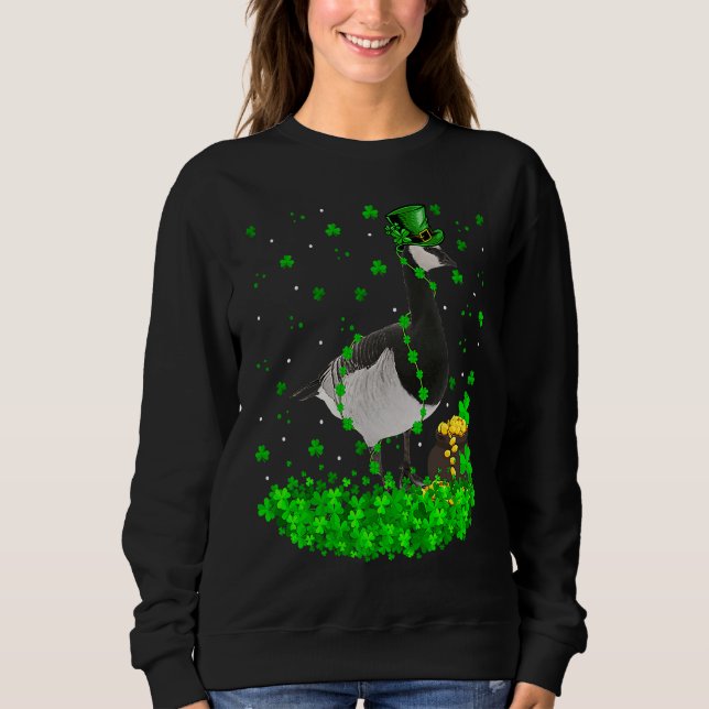 Sudadera Irish Shamrock Leprechaun Goose Bird St Patrick's  (Anverso)