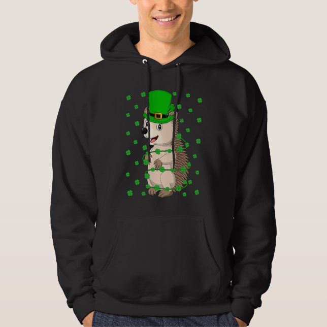 Sudadera Irish Shamrock Leprechaun Hedgehog St Patrick's Da (Anverso)