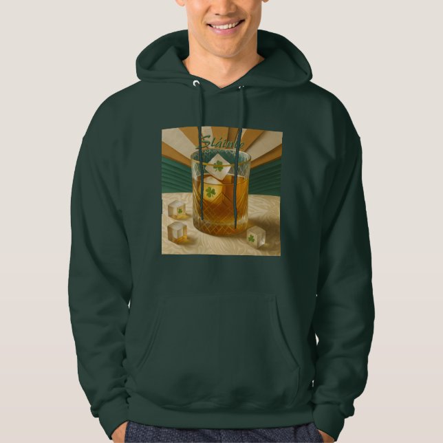 Sudadera Irish Whiskey Tumbler Shamrock Ice "Sláinte!" (Anverso)