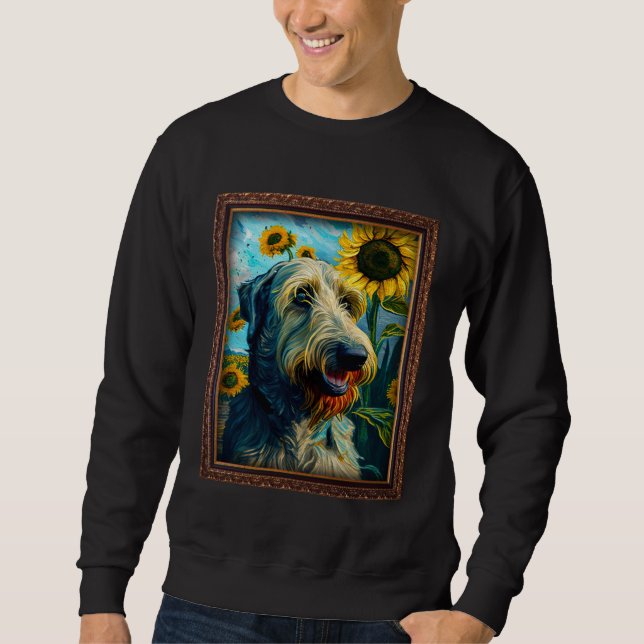 Sudadera Irish Wolfhound Painting Sunflower Flower Mom Wome (Anverso)