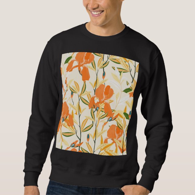 Sudadera irisis naranja: patrón floral sin fisuras (Anverso)