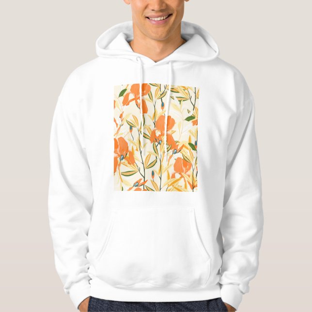Sudadera irisis naranja: patrón floral sin fisuras (Anverso)
