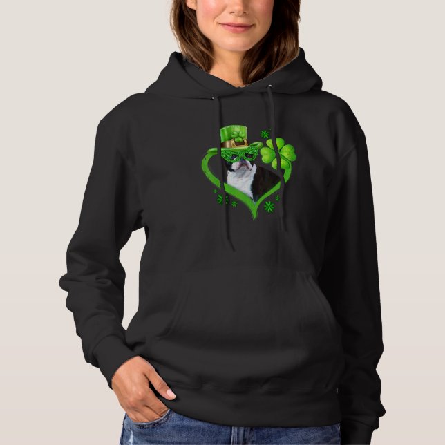 Sudadera Irlandés Boston Terrier Dog Love Shamrock St Patri (Anverso)