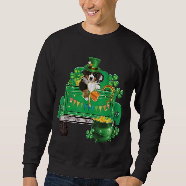 Sudadera Irlandés St bernard St Patrick's Day Funny Leprech (Anverso)