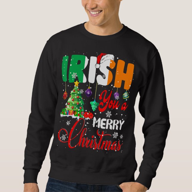 Sudadera Irlandés You A Merry Christmas Santa Irish Flag (Anverso)