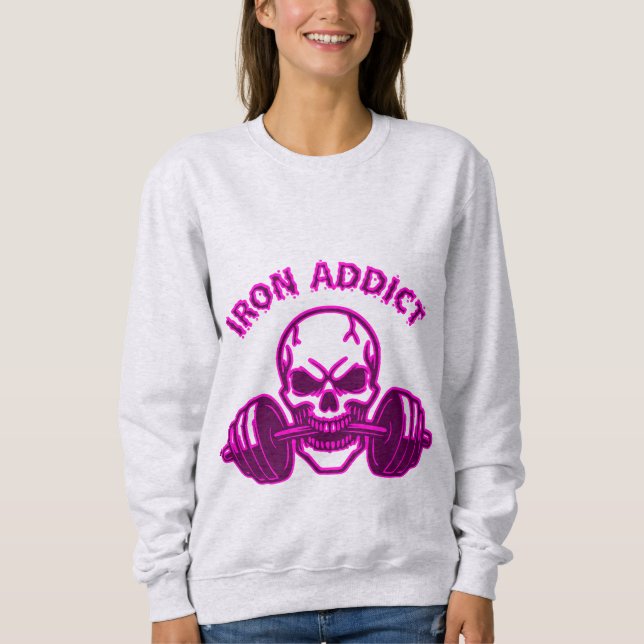Sudadera Iron Addict - Skull Bodybuilding and Weightlifting (Anverso)
