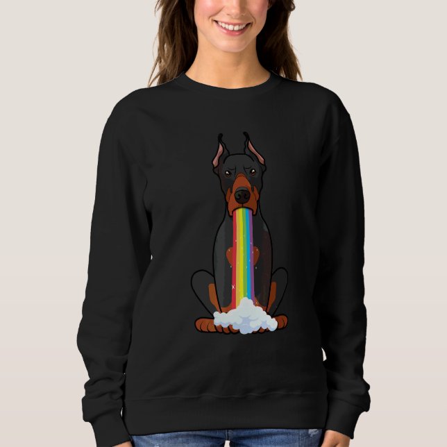 Sudadera Irradiar Perro Arcoíris de Positividad   Doberman  (Anverso)