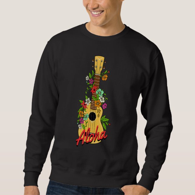 Sudadera Isla de Aloha Hawaii, Ukulele flor Aloha Hawaii (Anverso)