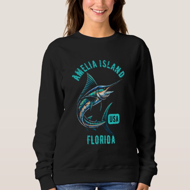 Sudadera Isla de Amelia Florida Pescado estilo retro angust (Anverso)