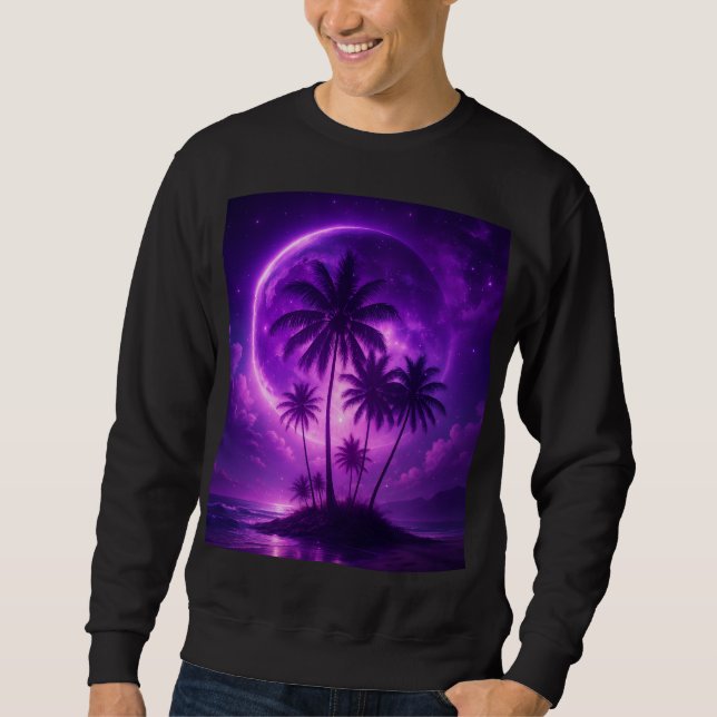 Sudadera Isla de la Luna Morada Paisaje Onírico (Anverso)