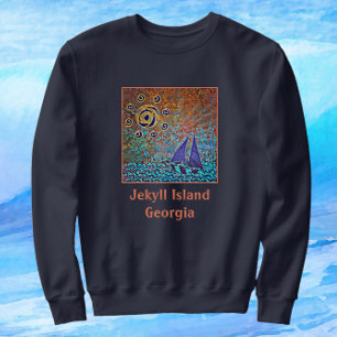 Sudadera Isla Jekyll, GA Sailboat, Ocean Waves y Sun S