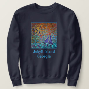 Sudadera Isla Jekyll, GA Velero, olas del océano y sol