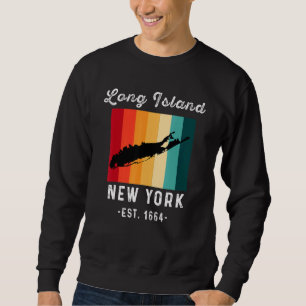 Sudadera Isla Larga NY Recuerdo Nativo Isleño Mapa V