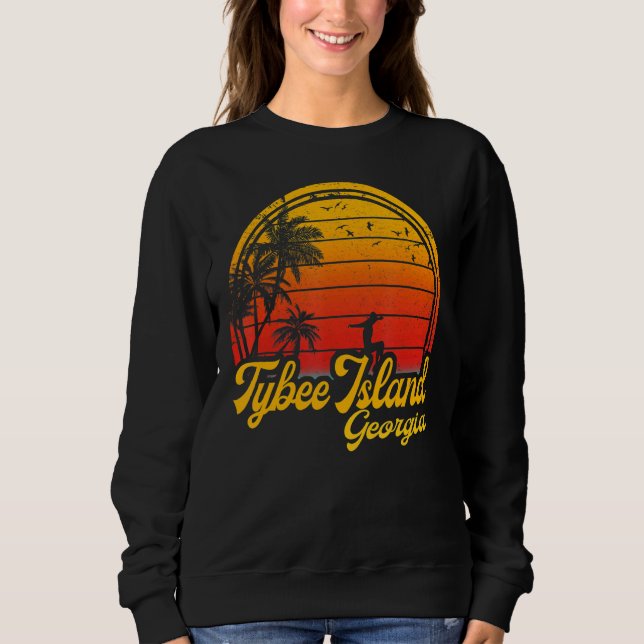 Sudadera Isla Tybee Georgia Beach Palm Tree Summer Vacati (Anverso)